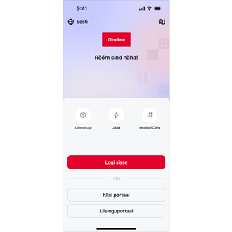 kuvatõmmis Citadele mobiiliäpi tervitusekraanist