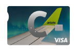 C airBaltic pangakaart C tähe, VISA ja airBalticu logodega 