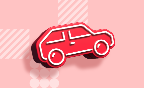 Graafiline punane auto ikoon. 
