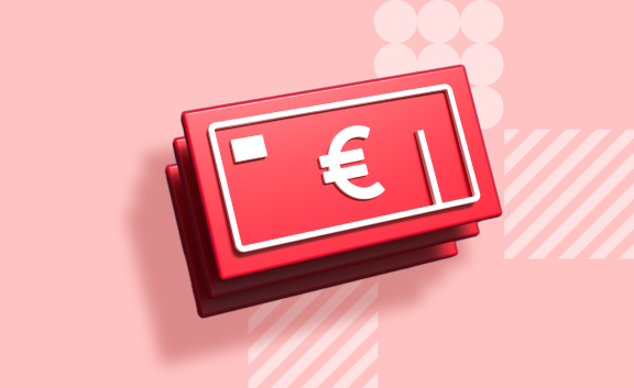 Gaafiline punane euro rahatähe ikoon. 