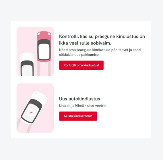 Animation demonstrating how to use the Citadele bank insurance portal, from login to checking insurance details.