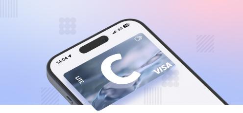 Виртуальная карта C lite с логотипами C и VISA.